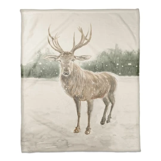 Winter Deer 50x60 Coral Fleece Blanket 2 Winter Deer 50x60 Coral Fleece Blanket - Image 2