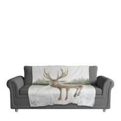 Winter Deer 50x60 Coral Fleece Blanket 7 Winter Deer 50x60 Coral Fleece Blanket -Northlight Shop D518116S 3