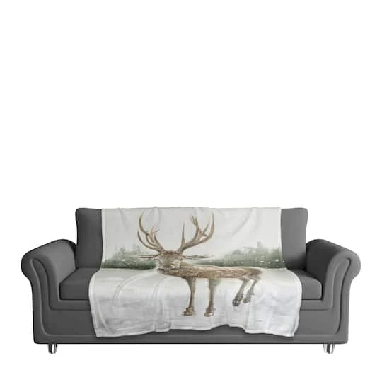 Winter Deer 50x60 Coral Fleece Blanket 4 Winter Deer 50x60 Coral Fleece Blanket - Image 4