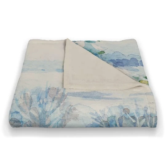 Watercolor Winter Cabin 50x60 Coral Fleece Blanket 3 Watercolor Winter Cabin 50x60 Coral Fleece Blanket - Image 3