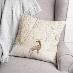 Winter Deer Warm Colors 18x18 Throw Pillow -Northlight Shop D518128S 2