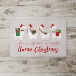 Merry Llama Christmas Floor Mat -Northlight Shop D518149S 2