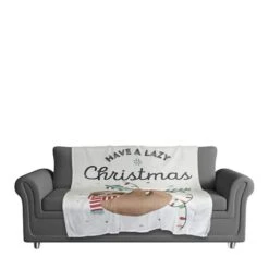 Have A Lazy Christmas Coral Fleece Blanket -Northlight Shop D518163S 2