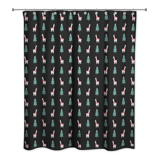 Holiday Llama Pattern Shower Curtain 2 Holiday Llama Pattern Shower Curtain - Image 2
