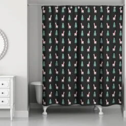 Holiday Llama Pattern Shower Curtain 5 Holiday Llama Pattern Shower Curtain -Northlight Shop D518166S 2