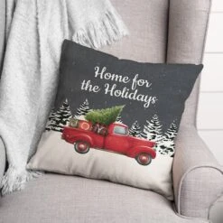 Home Holidays Truck 18x18 Throw Pillow -Northlight Shop D518218S 2