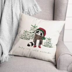 Baby Cold Outside Raccoon 18x18 Throw Pillow -Northlight Shop D518224S 1 1