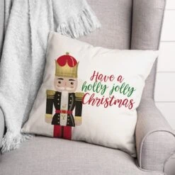 Holly Jolly Nutcracker 18x18 Throw Pillow