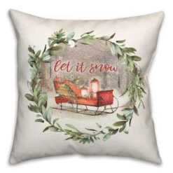 Let It Snow Sled Wreath 18x18 Throw Pillow 5 Let It Snow Sled Wreath 18x18 Throw Pillow -Northlight Shop D518227S 2