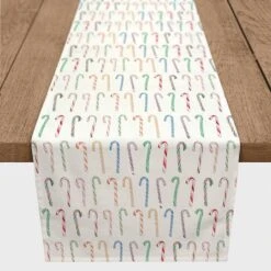 Candy Cane Pattern 16x72 Poly Twill Table Runner -Northlight Shop D518243S 2