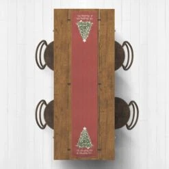 90" Oh Christmas Tree On Red Table Runner -Northlight Shop D518247S 1