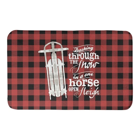 Designs Direct Open Sleigh Buffalo Check Bath Mat, 34" X 21" 1 Designs Direct Open Sleigh Buffalo Check Bath Mat, 34" X 21"
