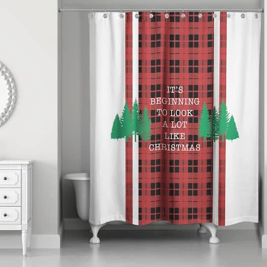 Designs Direct Beginning To Look Like Christmas 71" X 74" Shower Curtain 2 Designs Direct Beginning To Look Like Christmas 71" X 74" Shower Curtain - Image 2