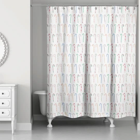 Candy Cane Pattern Shower Curtain 1 Candy Cane Pattern Shower Curtain