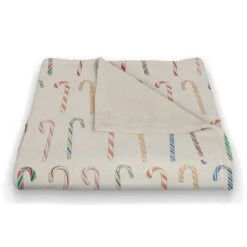 Candy Cane Pattern 50x60 Coral Fleece Blanket -Northlight Shop D518273S 2