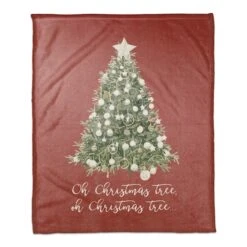 Oh Christmas Tree Coral Fleece Throw