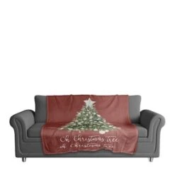 Oh Christmas Tree Coral Fleece Throw -Northlight Shop D518274S 3