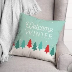 Welcome Winter Retro Forest 18x18 Throw Pillow 5 Welcome Winter Retro Forest 18x18 Throw Pillow -Northlight Shop D518359S 2