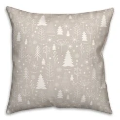 Winter Tree Soft Gray 18x18 Throw Pillow