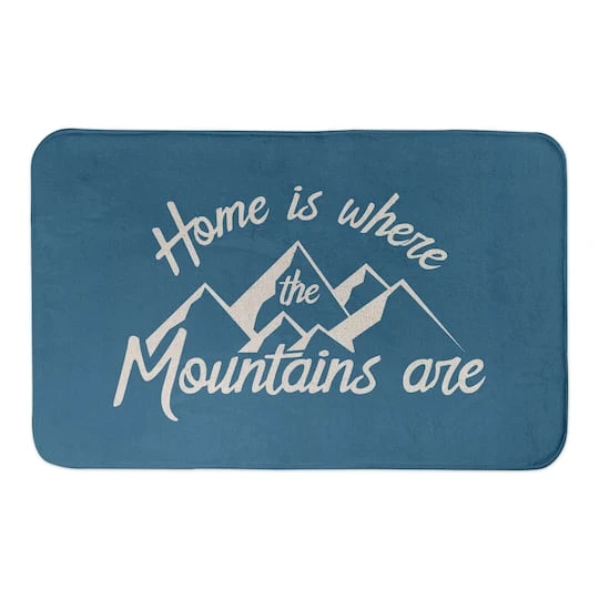 Designs Direct Home Mountains Are Blue Bath Mat, 34" X 21" 1 Designs Direct Home Mountains Are Blue Bath Mat, 34" X 21"