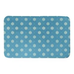 Designs Direct Simple Snowflake Dot On Blue Bath Mat, 34" X 21"