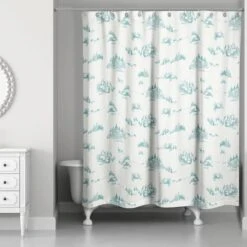 Snowy Town Teal Shower Curtain 5 Snowy Town Teal Shower Curtain -Northlight Shop D518382S 2