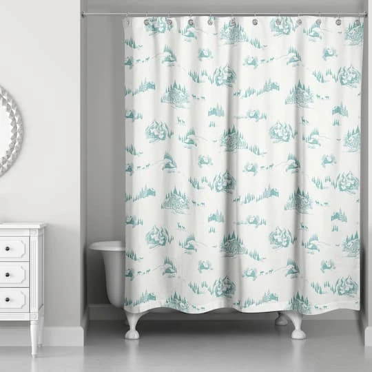 Snowy Town Teal Shower Curtain 3 Snowy Town Teal Shower Curtain - Image 3