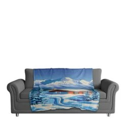 Arctic Nighttime Cabin 50x60 Coral Fleece Blanket -Northlight Shop D518393S 3