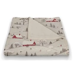 Snowy Village 50x60 Coral Fleece Blanket -Northlight Shop D518394S 2