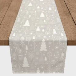 Winter Tree Soft Gray 16x90 Poly Twill Table Runner 6 Winter Tree Soft Gray 16x90 Poly Twill Table Runner -Northlight Shop D518405S 2