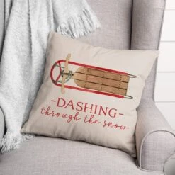 Dashing Snow Sled 18x18 Throw Pillow -Northlight Shop D518419S 2