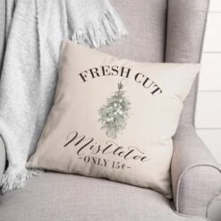 Fresh Cut Mistletoe 18x18 Throw Pillow -Northlight Shop D518474S 2