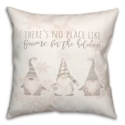 Gnome Holidays Neutral 18x18 Throw Pillow