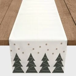 72" Christmas Tree Snow Twill Table Runner -Northlight Shop D518489S 2