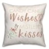 Candycane Wishes Kisses 18x18 Throw Pillow