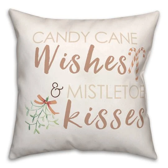Candycane Wishes Kisses 18x18 Throw Pillow 1 Candycane Wishes Kisses 18x18 Throw Pillow