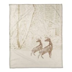 Snowy Woods Deer 50x60 Coral Fleece Blanket