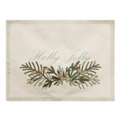 Holly Jolly Greenery 18x14 Poly Twill Placemat