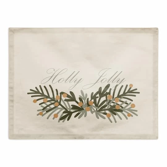 Holly Jolly Greenery 18x14 Poly Twill Placemat 1 Holly Jolly Greenery 18x14 Poly Twill Placemat
