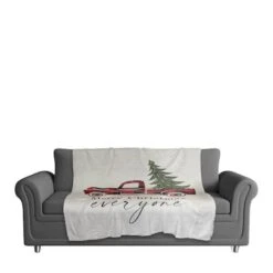 Merry Christmas Truck Sherpa Fleece Blanket 7 Merry Christmas Truck Sherpa Fleece Blanket -Northlight Shop D518546S 3
