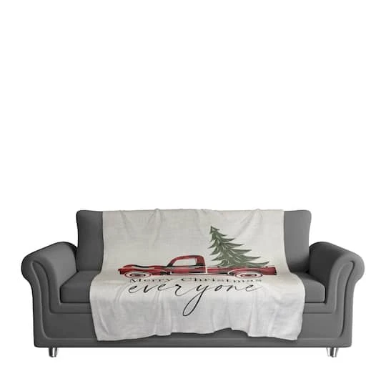 Merry Christmas Truck Sherpa Fleece Blanket 4 Merry Christmas Truck Sherpa Fleece Blanket - Image 4