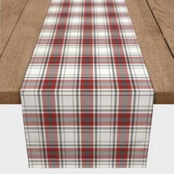 Red Gray Plaid 16x90 Cotton Twill Runner -Northlight Shop D518561S 2