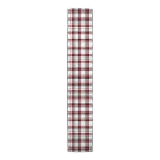 Red Gray Plaid 16x72 Cotton Twill Runner 4 Red Gray Plaid 16x72 Cotton Twill Runner - Image 4