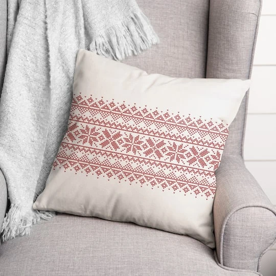 Knit Snowflakes 18x18 Throw Pillow 3 Knit Snowflakes 18x18 Throw Pillow - Image 3