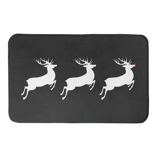 Designs Direct Reindeer Line Bath Mat, 34" X 21" 1 Designs Direct Reindeer Line Bath Mat, 34" X 21"