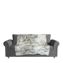 Holly Berry Leaves 50x60 Sherpa Fleece Blanket -Northlight Shop D518596S 3