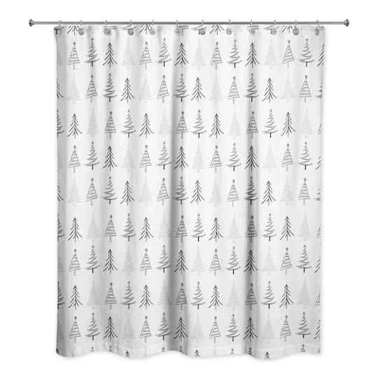 Designs Direct Christmas Tree Sketches 71" X 74" Shower Curtain 1 Designs Direct Christmas Tree Sketches 71" X 74" Shower Curtain