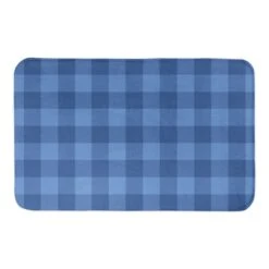 Designs Direct Blue Buffalo Check Bath Mat, 34" X 21"