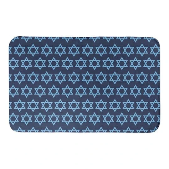Designs Direct Blue Star Of David Pattern Bath Mat, 34" X 21" 2 Designs Direct Blue Star Of David Pattern Bath Mat, 34" X 21" - Image 2