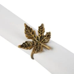 DII® Gold Maple Leaf Napkin Rings, 6ct. -Northlight Shop D539969S 2